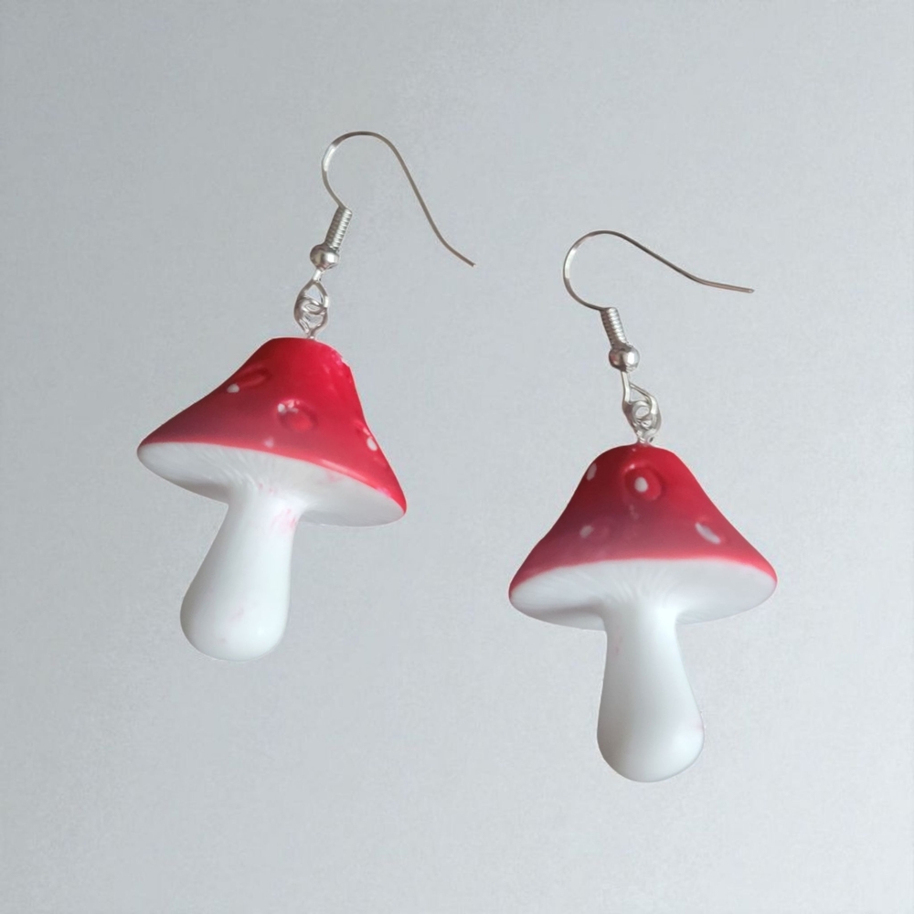 Red and White Mushroom Earrings